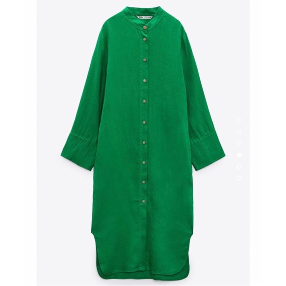 Zara Dresses Zara Green Linen Tunic Midi Midaxi Shirt Dress Poshmark